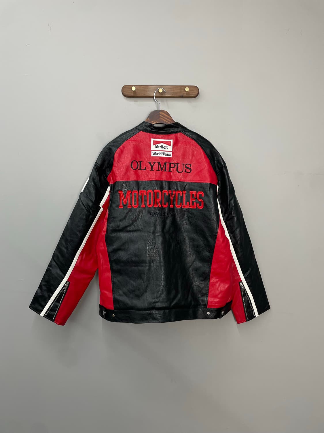 페라리 말보로 패치워크 레드 배색 레더 레이싱 자켓 H1837 상품이미지6