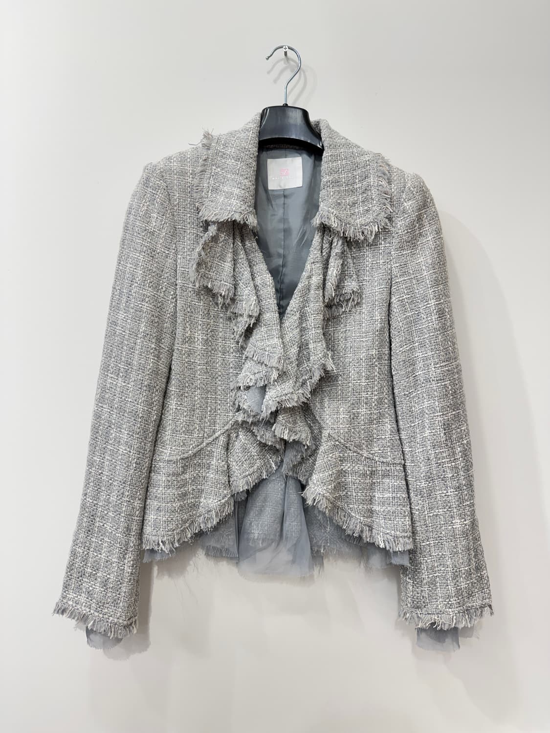 [pijomulclub] 빈티지 러플 트위드 자켓, 도브그레이 상품이미지1