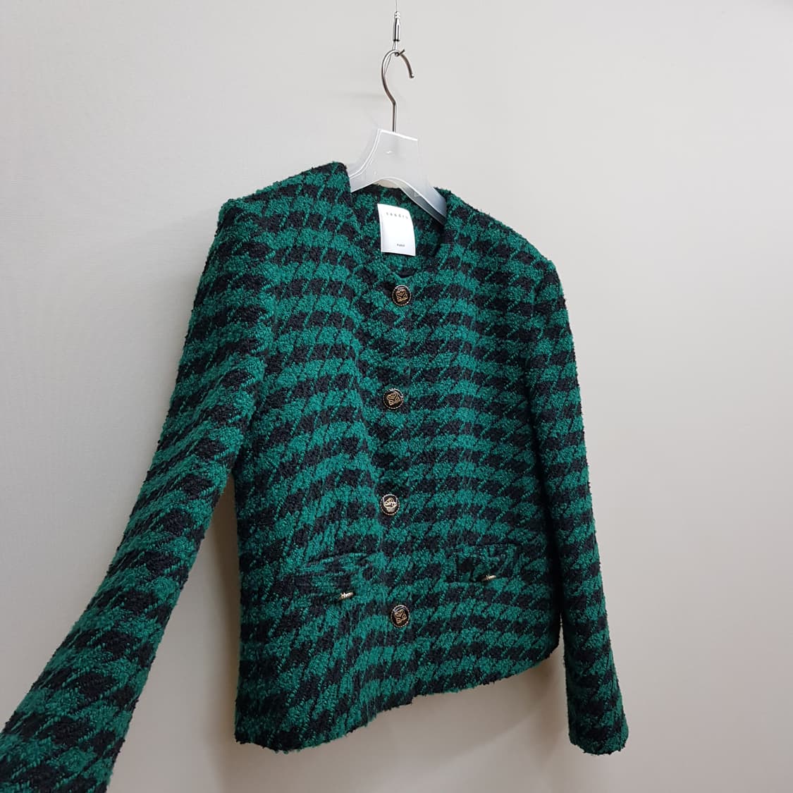 산드로 SANDRO 체크 텍스처 크롭 자켓 38사이즈 상품이미지4