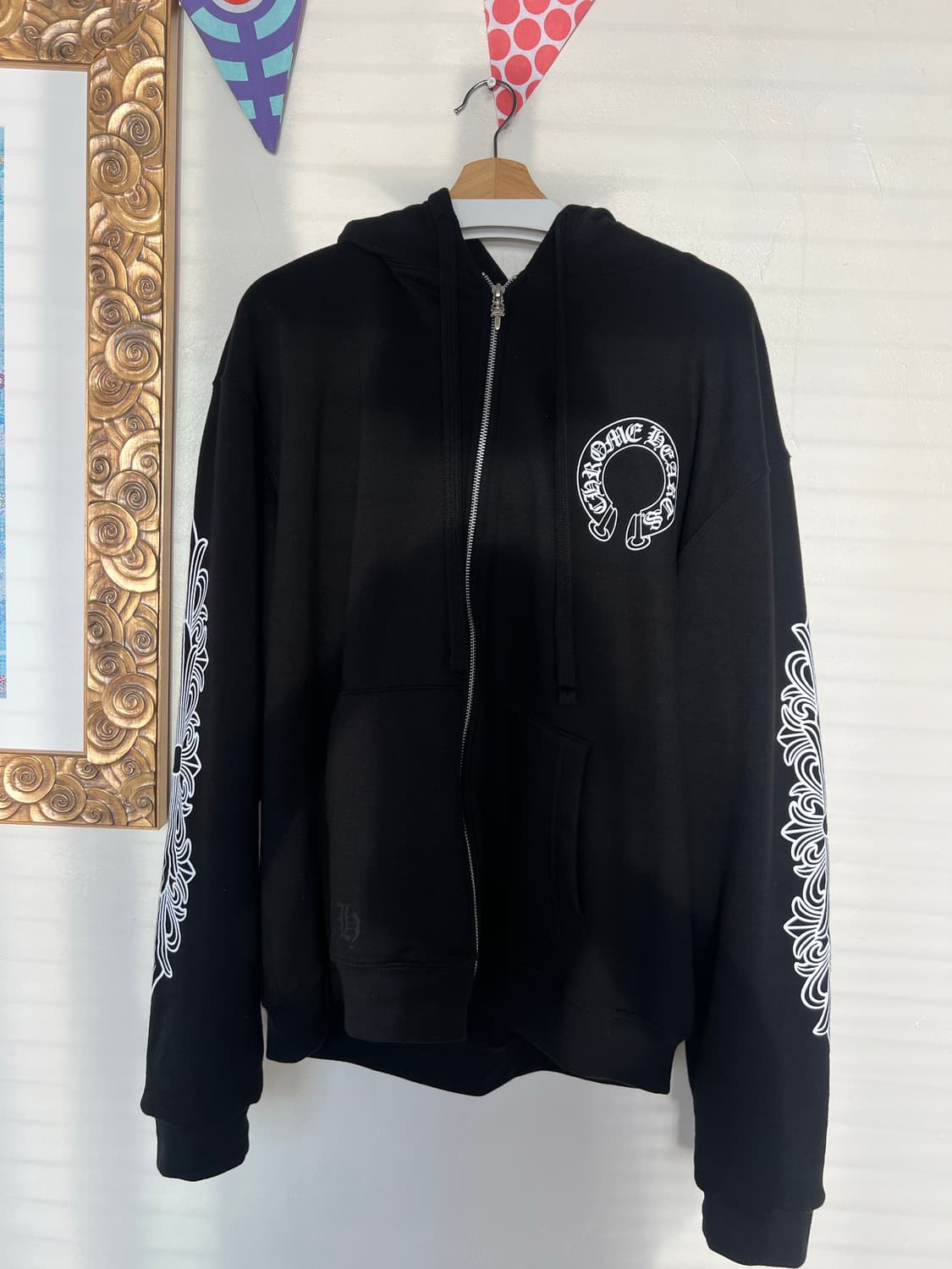 [L] 크롬하츠 홀스슈 플로랄 헤비웨이트 후드집업 상품이미지1