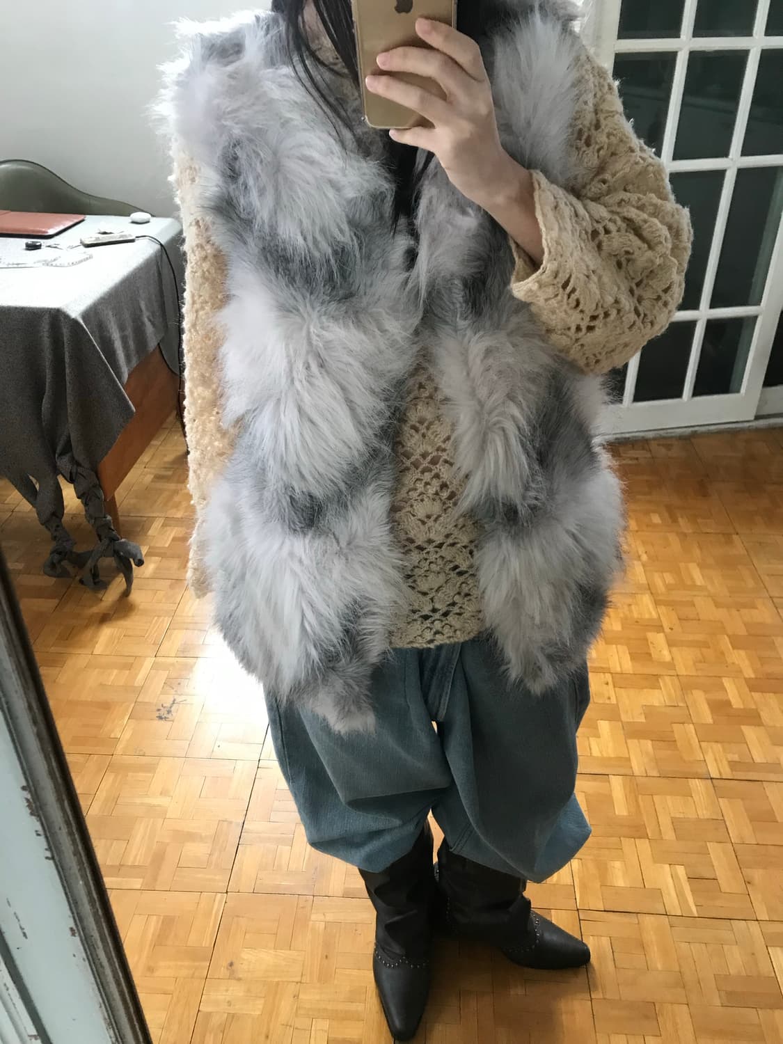 vintage eco fur vest 상품이미지5