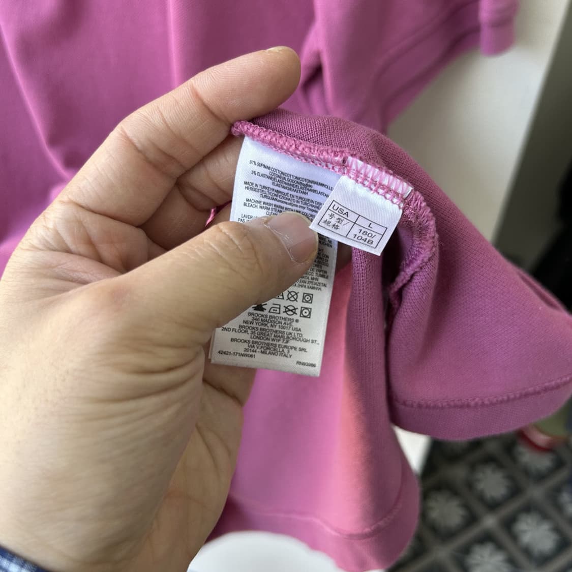 16548 - 브룩스 브라더스 핑크 반팔 카라티 상품이미지4