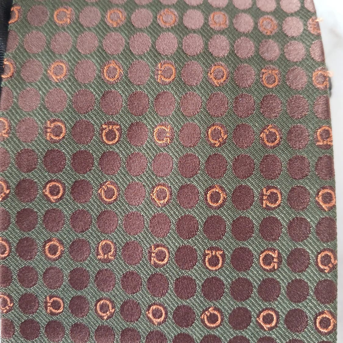 페라가모 실크 브라운 간치니 패턴 넥타이 9.5cm A+등급 A19273 상품이미지7