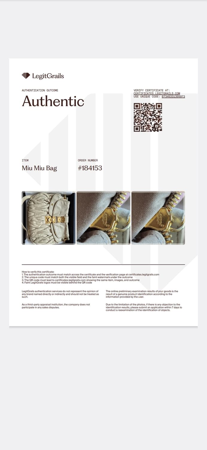 미우미우 마테라세 투웨이백 (정품감정서) 상품이미지10
