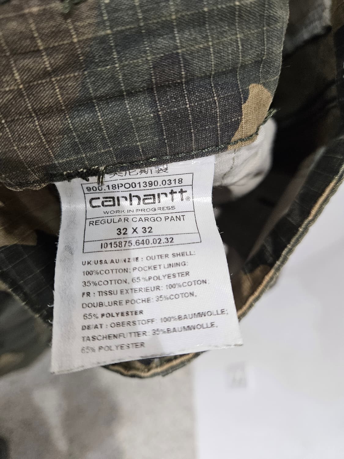 칼하트 WIP 카모플라쥬 카고 바지 상품이미지9