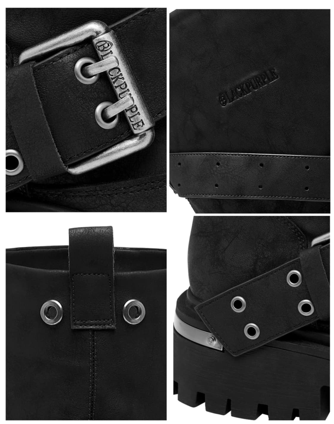 블랙퍼플 러스크 스트랩 슬라우치드 부츠 상품이미지2
