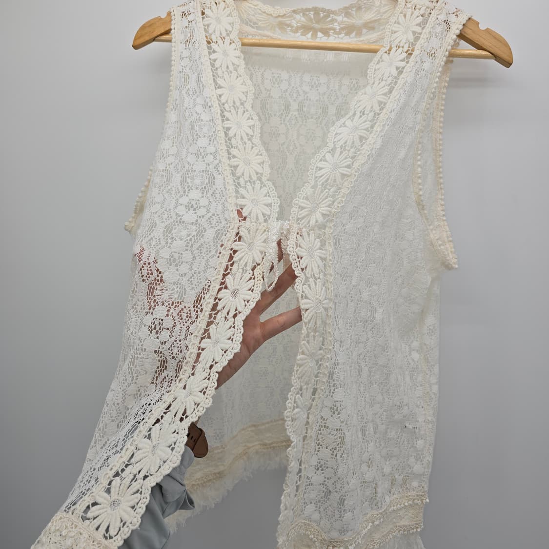 아이보리 레이스 끈 장식 조끼 / 레이스 보헤미안 베스트 상품이미지9