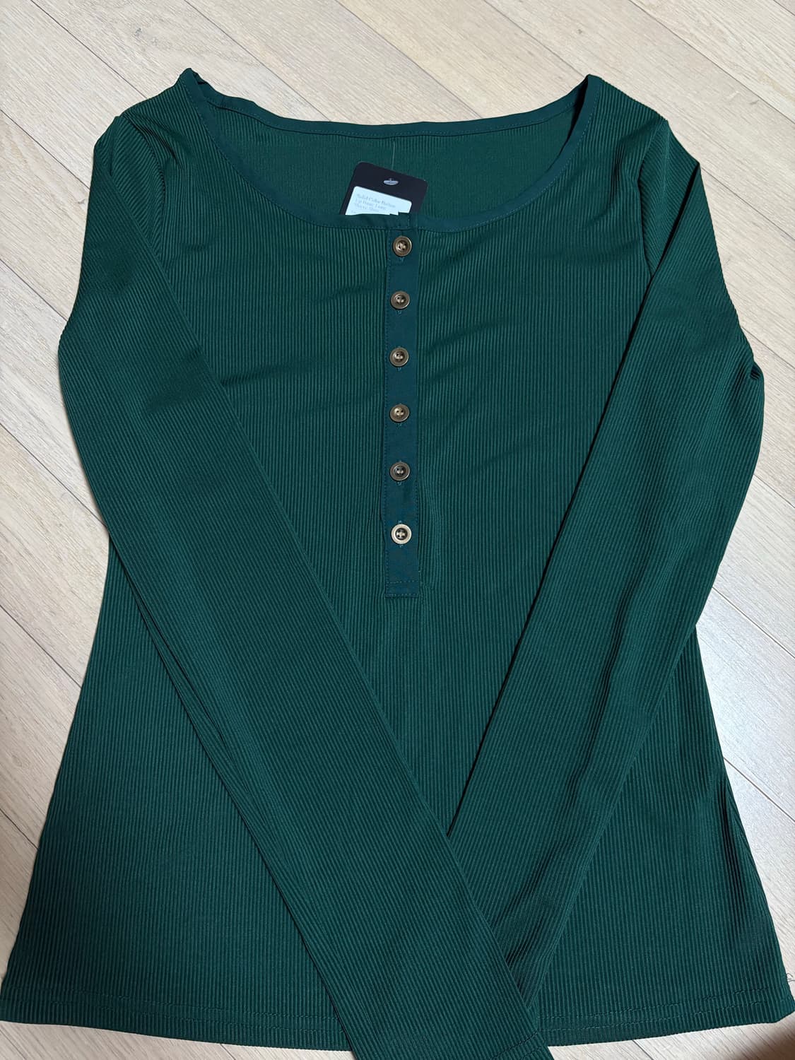 핀터레스트st 딱붙 딥그린 긴팔 버튼 슬리브 상품이미지2