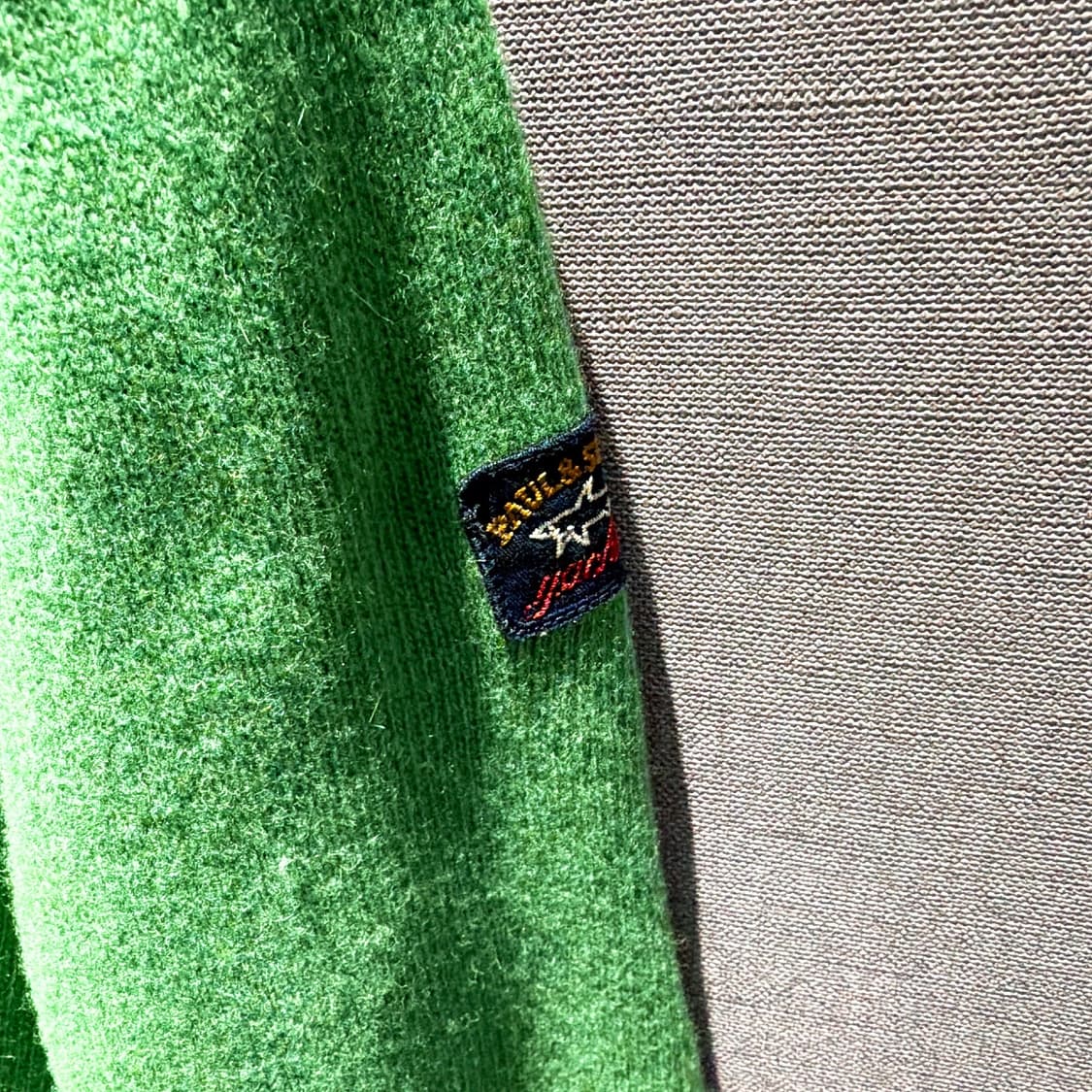 (정품/새상품) 폴앤샤크 남성 그린 슬리브 와펜 울 니트 상품이미지2