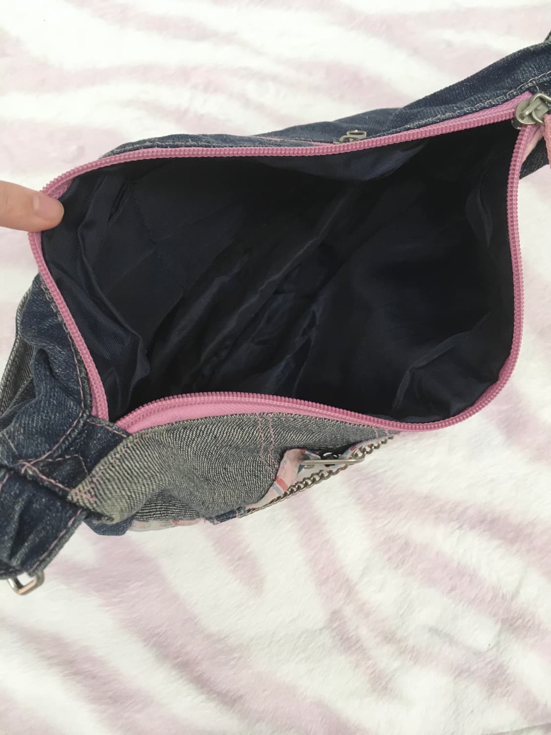 헤이세이 데님 체크 레터링 숄더백 핀터레스트 갸루 키치 상품이미지2