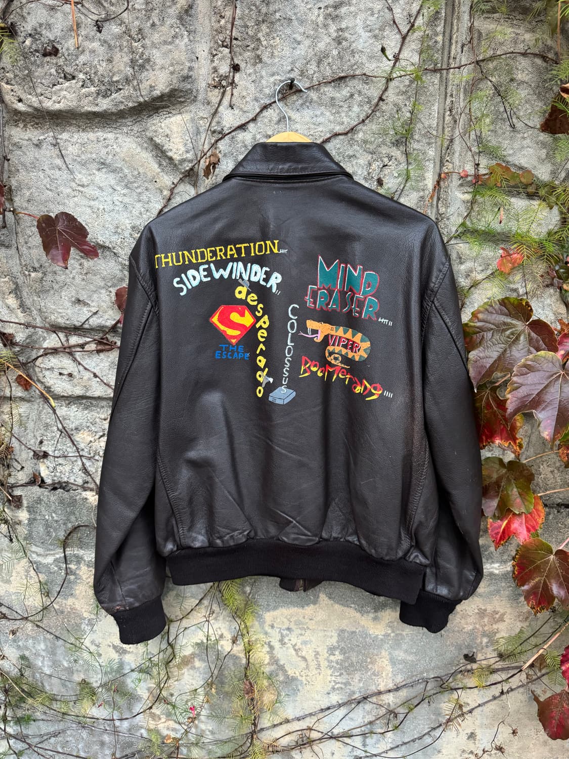 미군 a-2 시니어코드 양가죽 핸드프린팅 레더 가죽 자켓 상품이미지1