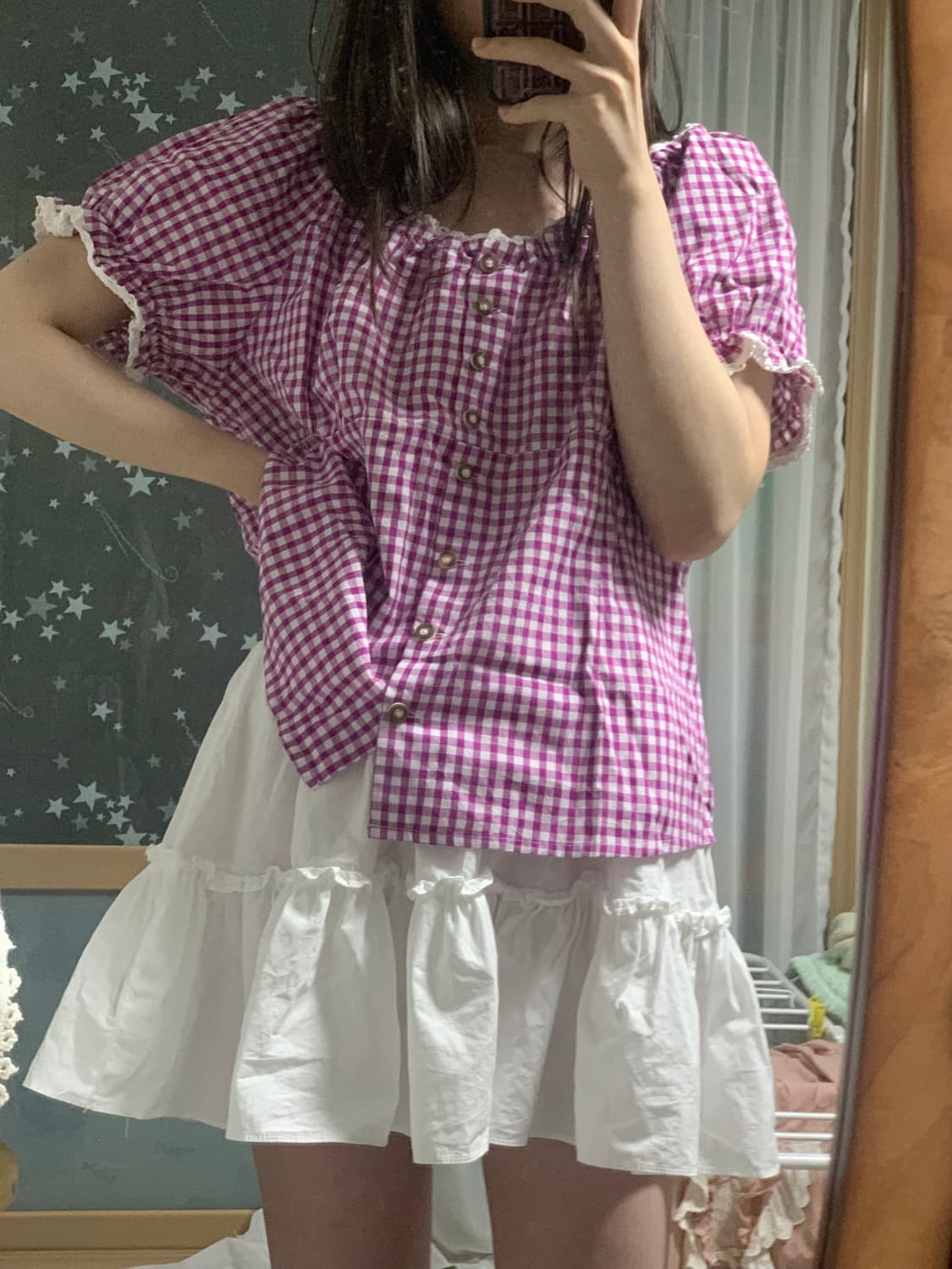 빈티지 몬니 탑 반팔 블라우스 원피스 크롭 페이버릿 마켓 유럽 미국 상품이미지1