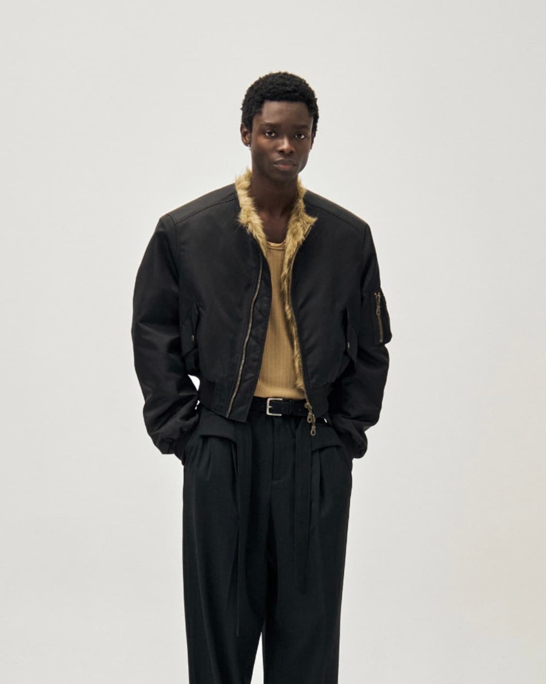 노이어 샤기 퍼 ma-1 크롭 자켓 마원 새상품 상품이미지1