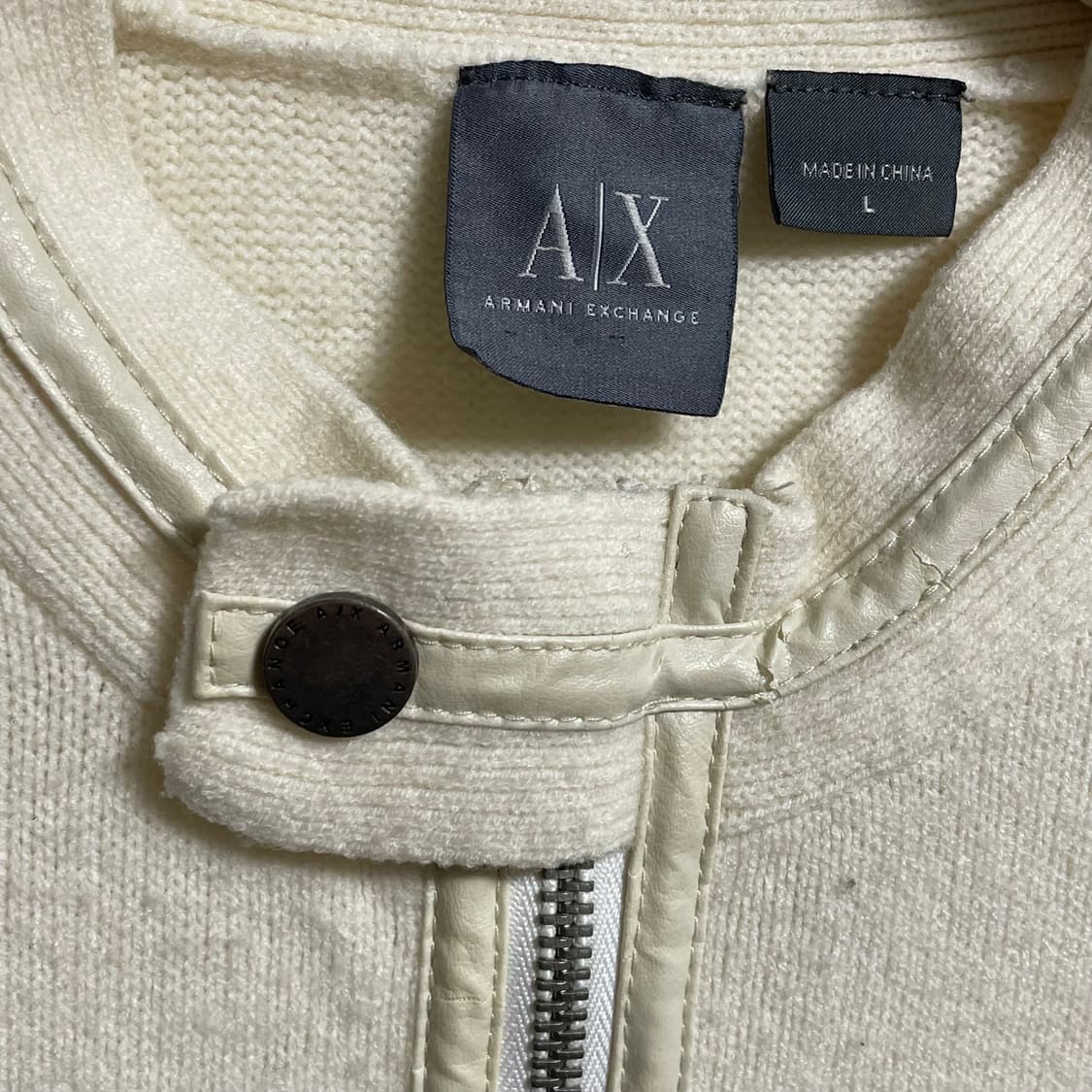 [L] 아르마니 익스체인지 아이보리 니트 집업 상품이미지2