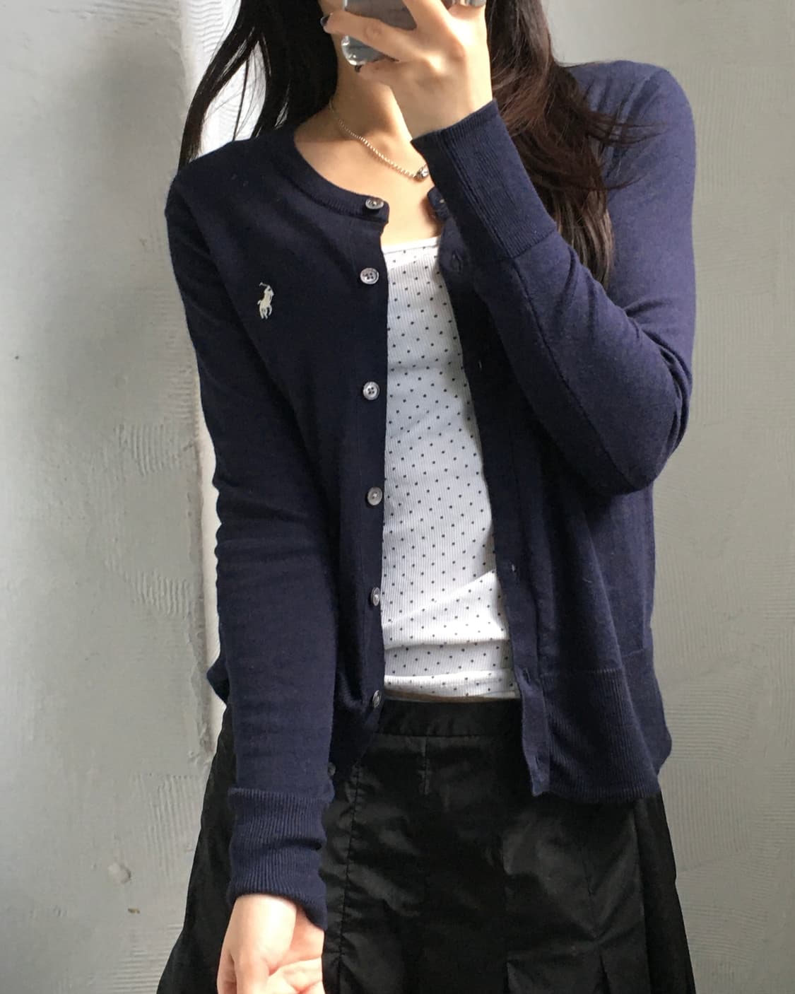 Polo 폴로 랄프로렌 신형 피마코튼 화이트포니 네이비 라운드넥 가디건 상품이미지6