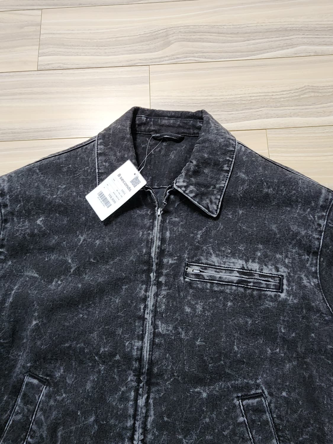 에잇세컨즈스톤워싱데님패딩집업블루종L 상품이미지4