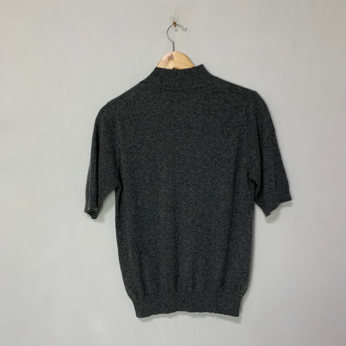 빈티지 캐시미어 100 모크넥 반팔 니트 그레이  상품이미지2