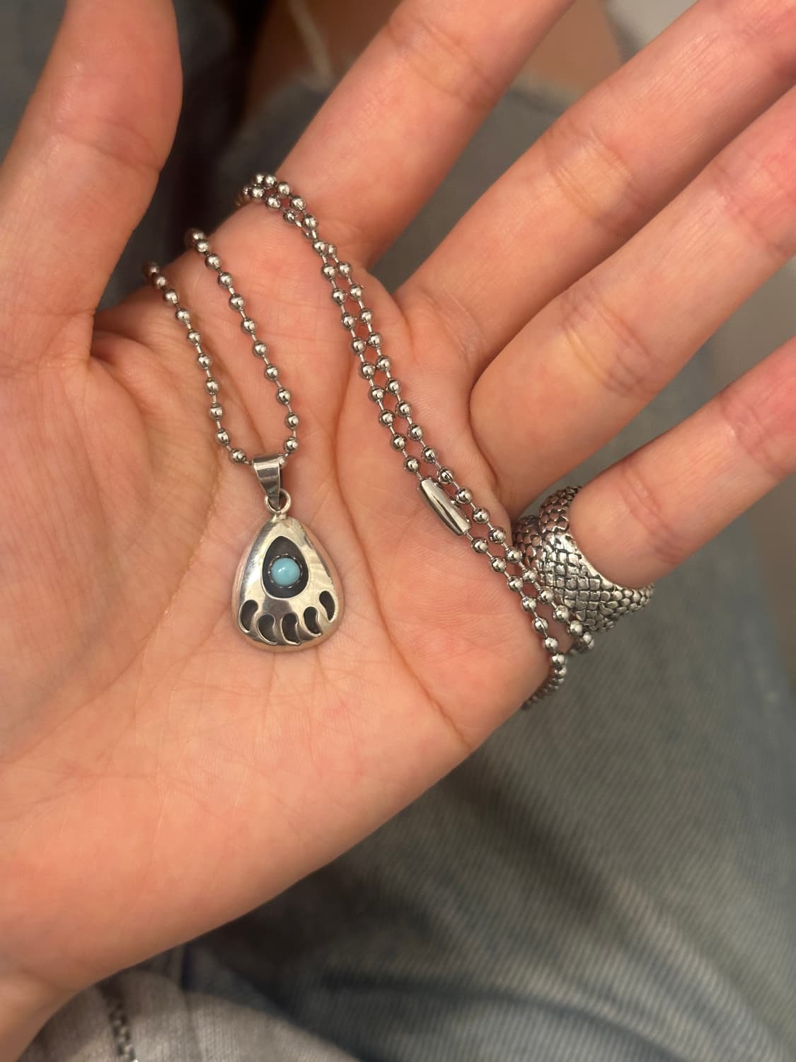 Turquoise bear 925silver pendant+ stainl 상품이미지4