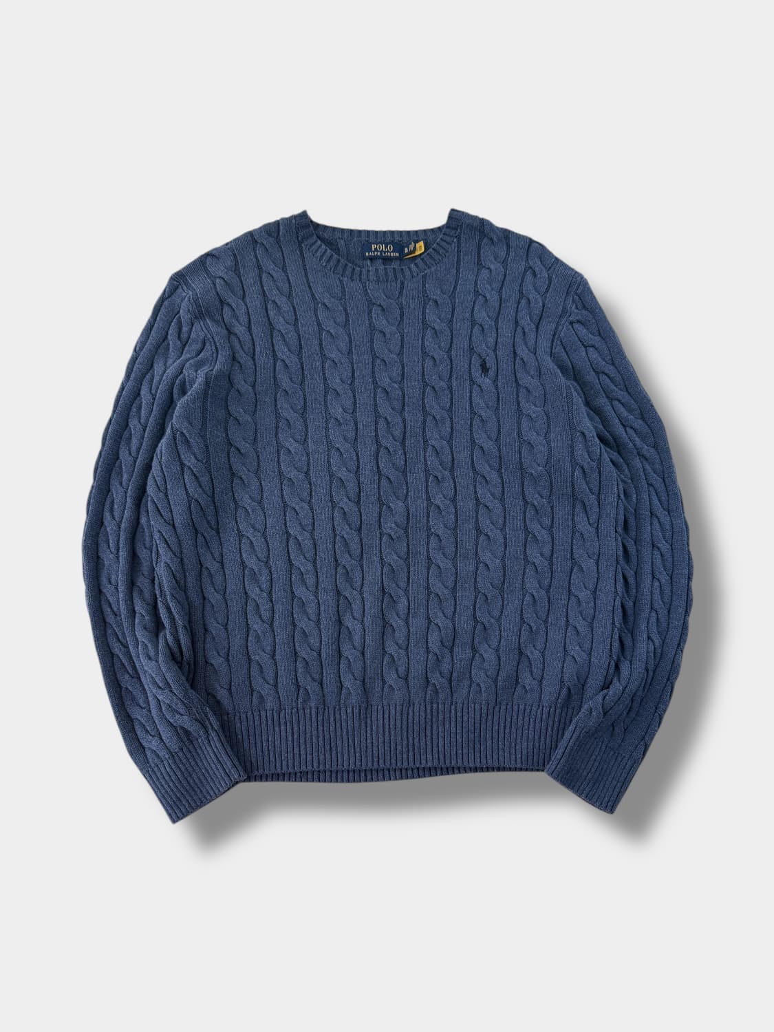 폴로 랄프로렌 오버핏 신형 QR라벨 인디고블루 코튼 케이블 니트 상품이미지1