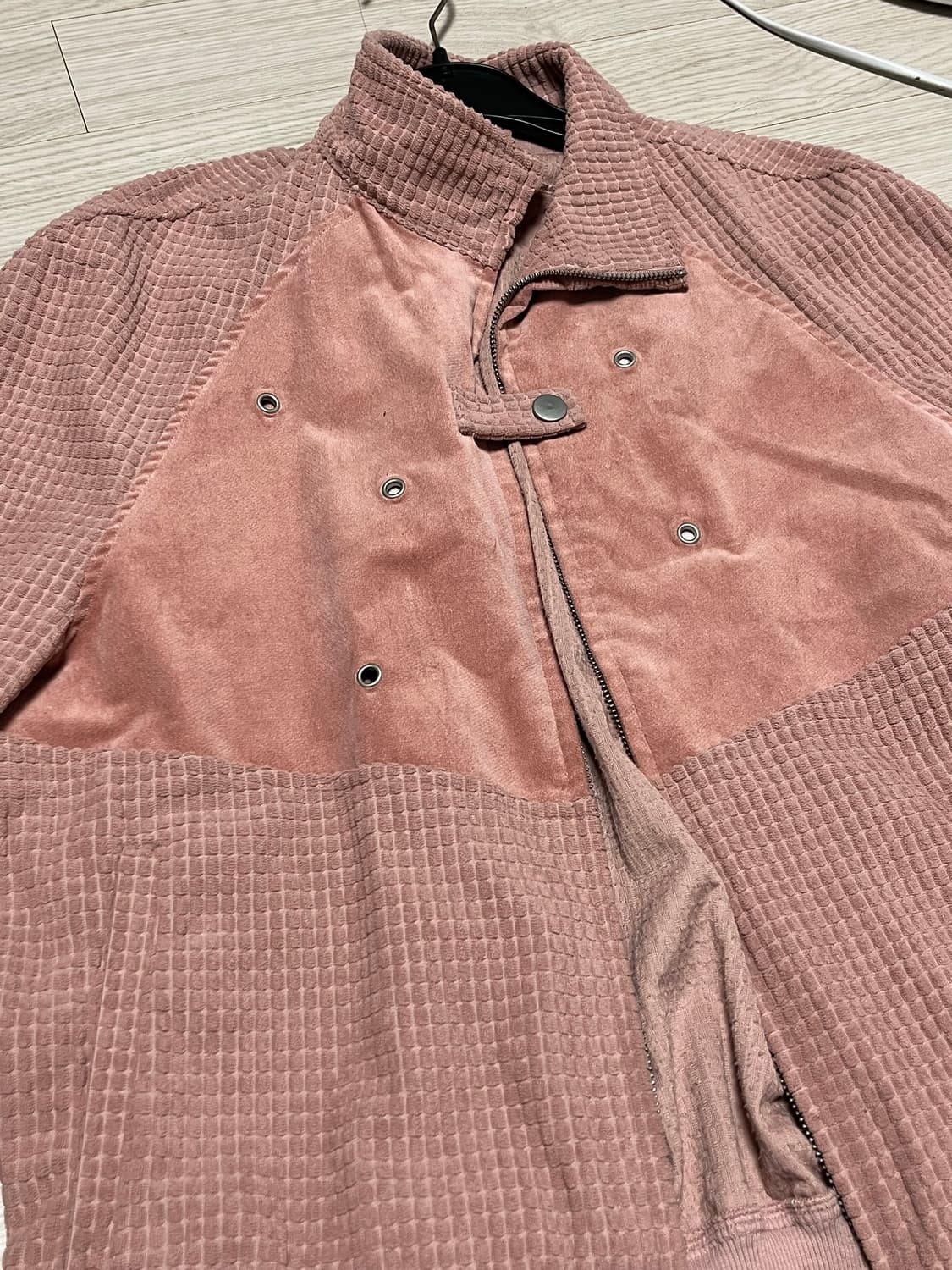 더콜디스트모먼트 waffle bomber jacket (pink) 상품이미지2