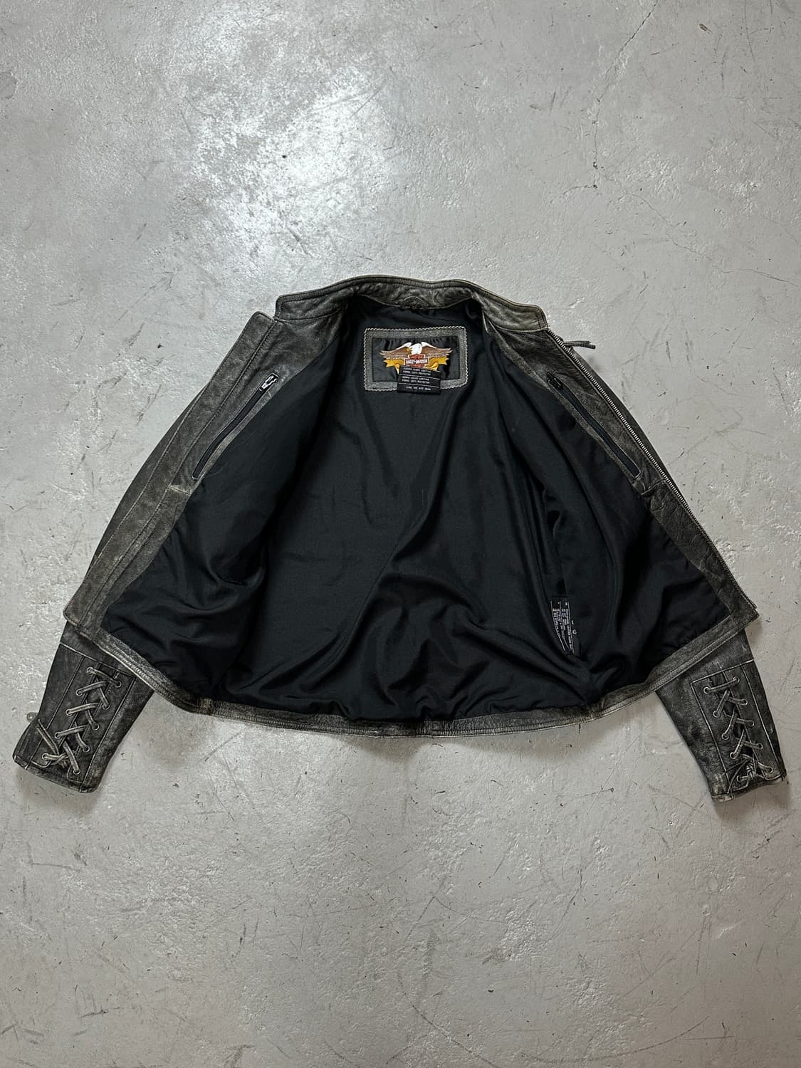 00's 할리데이비슨 코르셋 디스 레더 자켓 크롭 레더 자켓 상품이미지7