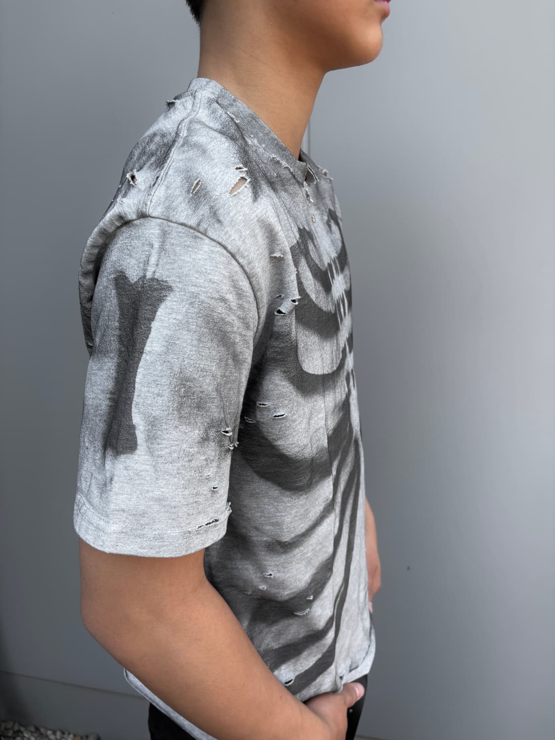 [CUSTOM] 스켈레톤 디스트레스드 컷오프 반팔티 상품이미지8