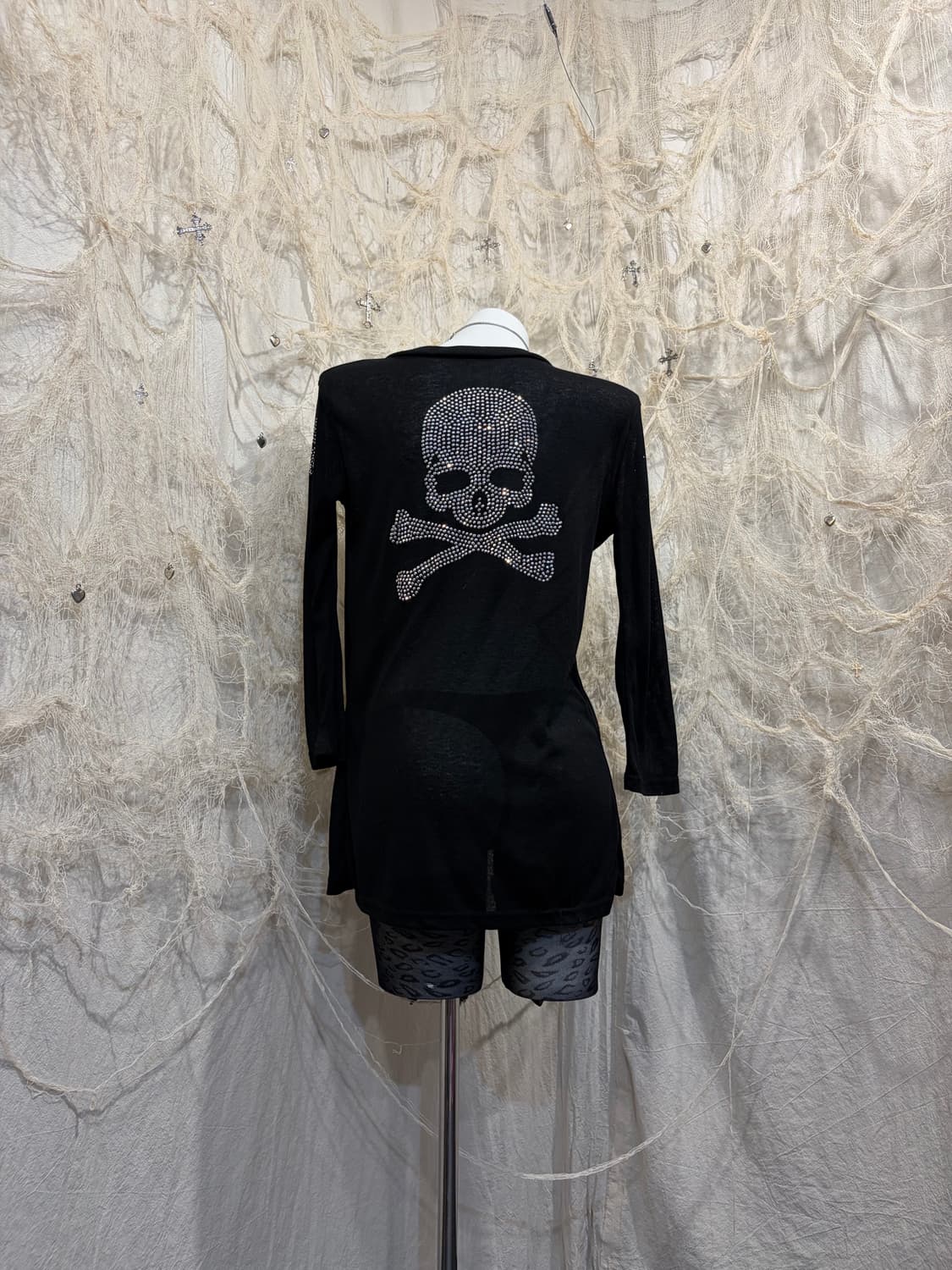 00‘s skull cubic See-through Cardigan 상품이미지3