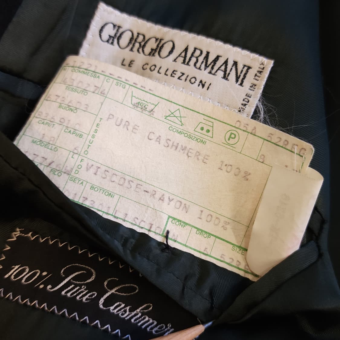 90s 조르지오 아르마니 코트 캐시미어 100% 더블 코트 블랙 52 상품이미지9