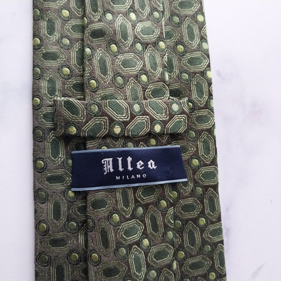 알테아 실크 올리브그린 패턴 넥타이 8.8cm A+등급 K2180 상품이미지8