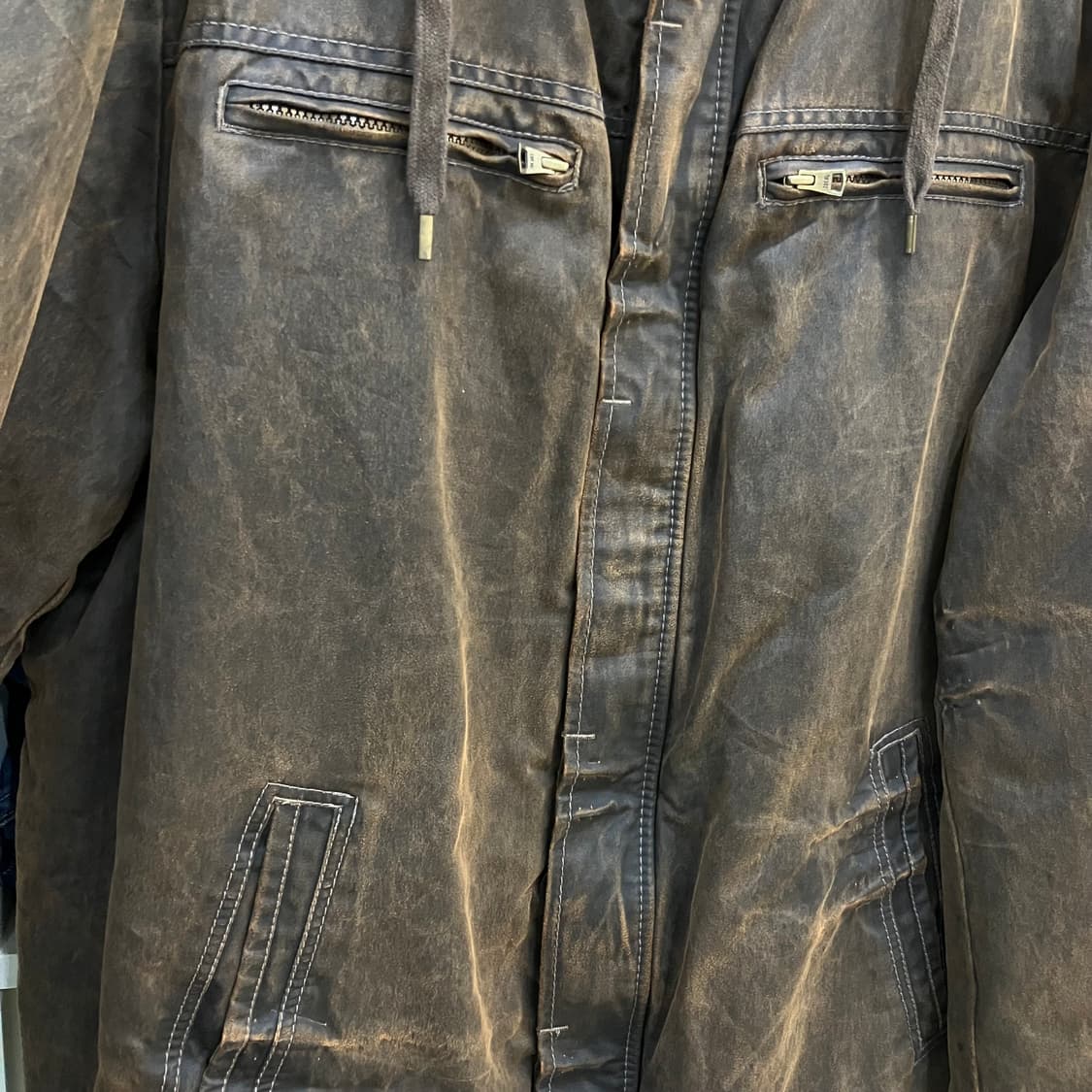 VTG 브라운 워싱 후드 점퍼 2XL 상품이미지4