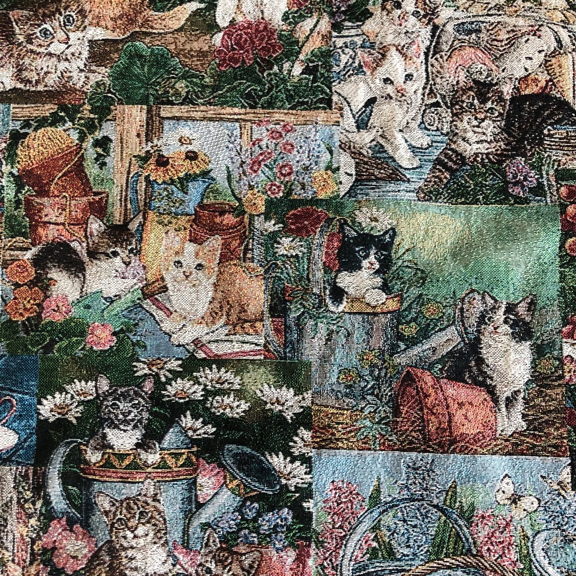 고양이 패턴 자투리 원단 자수 앤틱 천 봉제 파우치 미싱 핸드메이드 상품이미지5