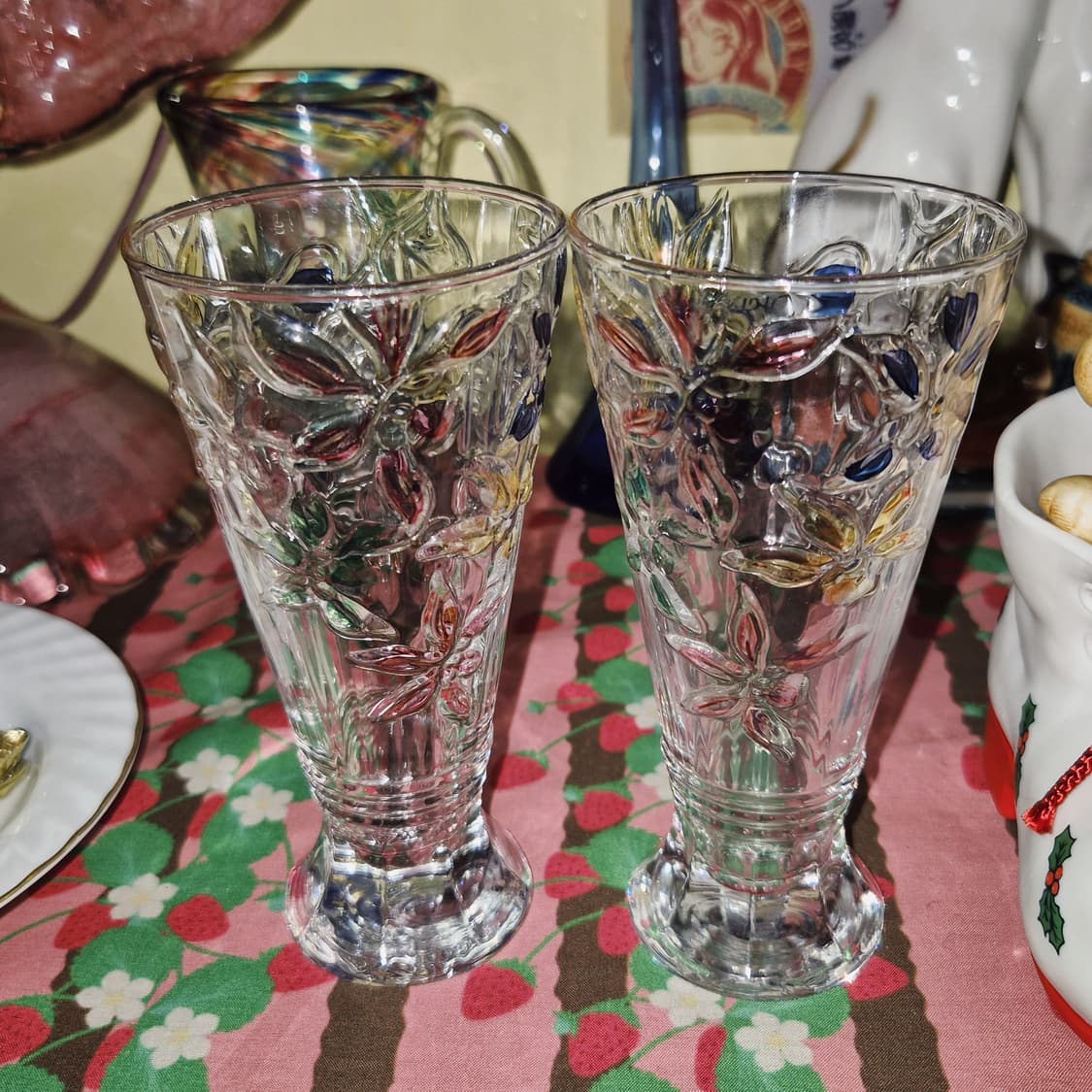 80s 오츠카 컬러 플로랄 다각 파르페 잔 1p 상품이미지8