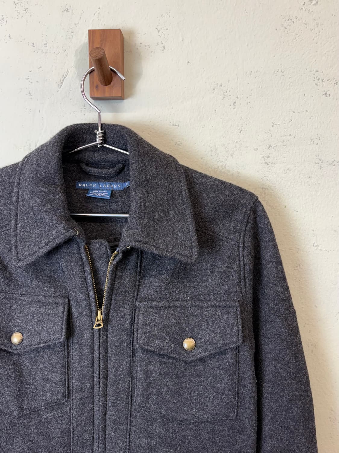 폴로랄프로렌 그레이 크롭 울 라이더 자켓 상품이미지3