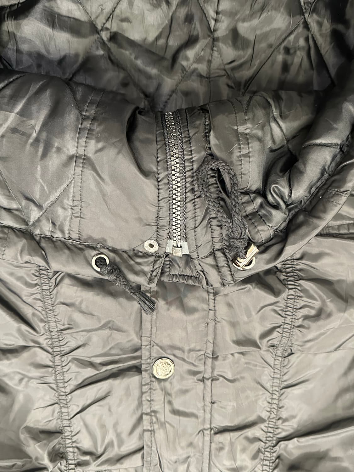 L)Japanese vintage 여성 셔링 퍼 블랙 패딩 상품이미지3