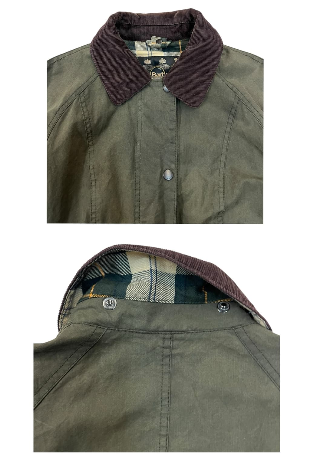 바버 골덴 카라 왁스 자켓 카키 38 #csz1969 상품이미지6