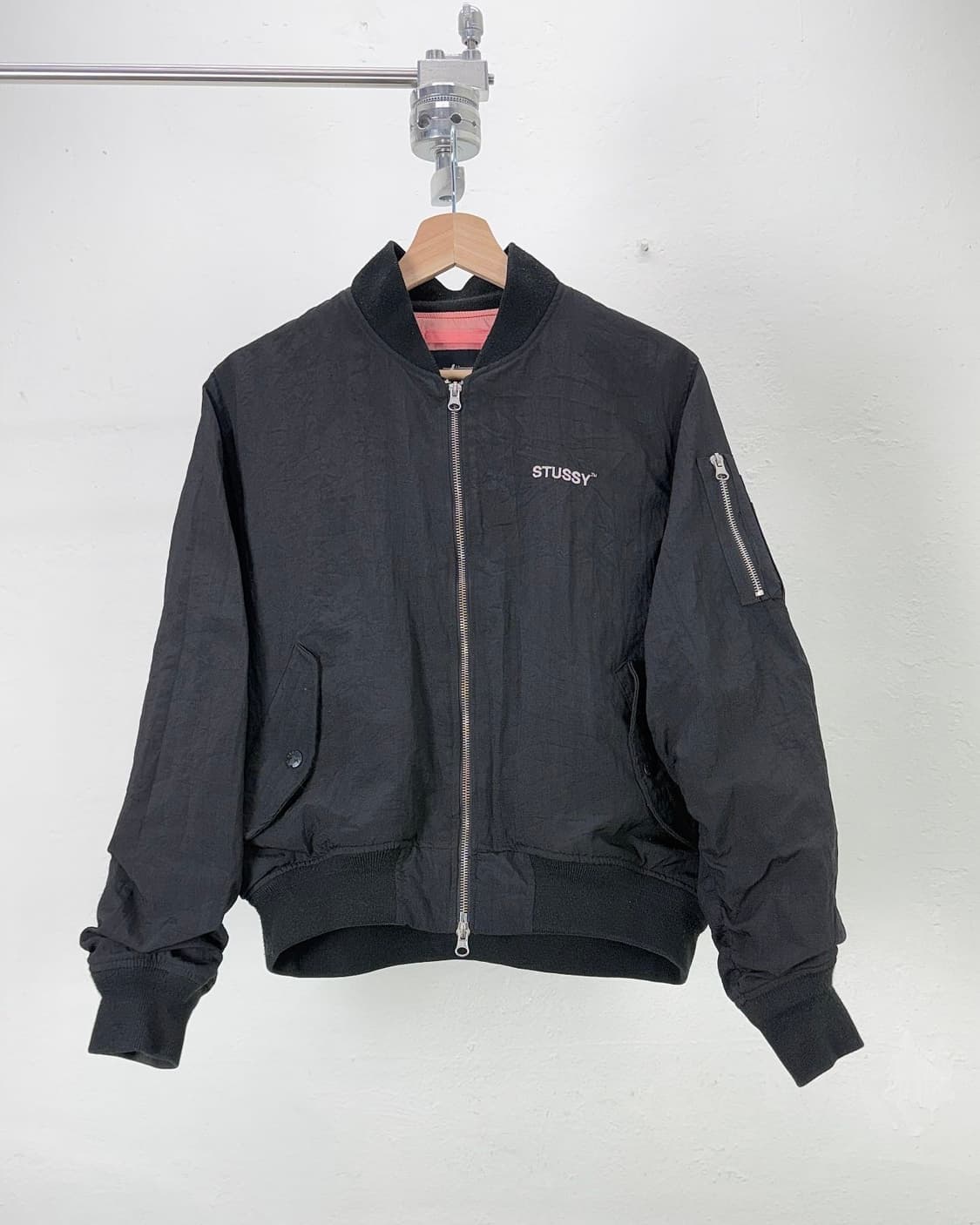 스투시 블랙 디자인 투웨이 나일론 봄버 자켓 상품이미지2