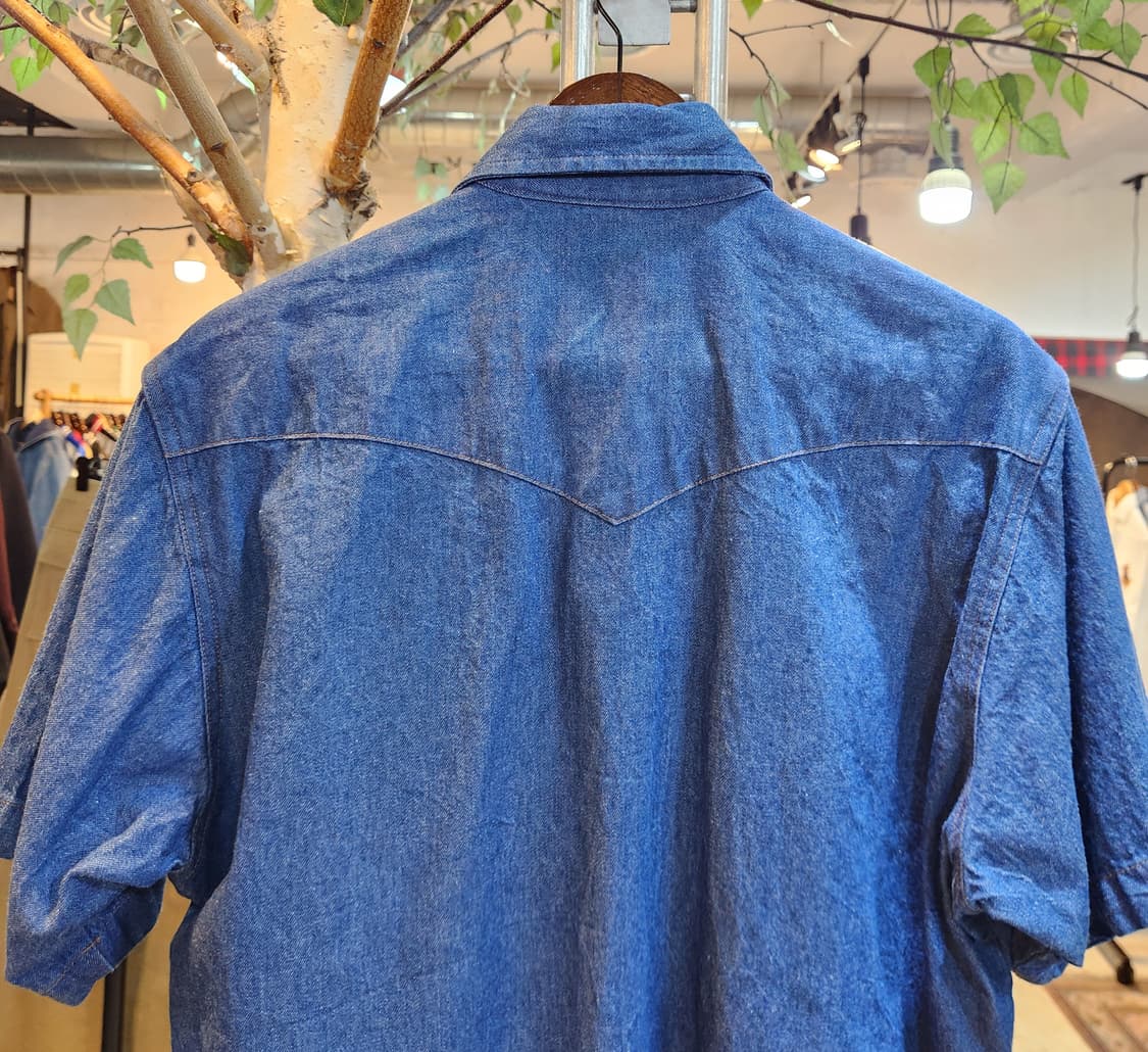 80-90s 랭글러 데님 카라 빈티지 반팔 셔츠 상품이미지9