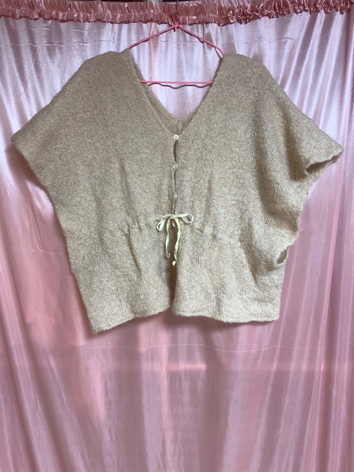 핑크베이지 니트 가디건 갸루 모리 빈티지 상품이미지4