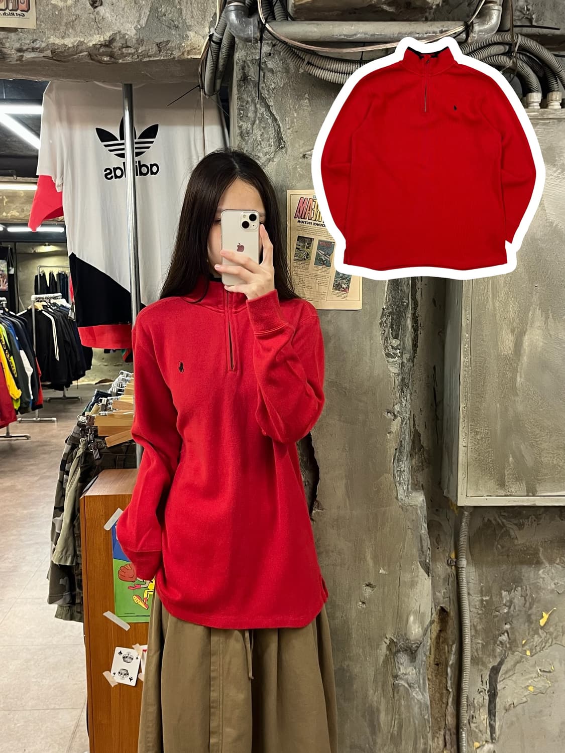 폴로 랄프로렌 반집업 니트 레드 XL #csz1304 상품이미지1