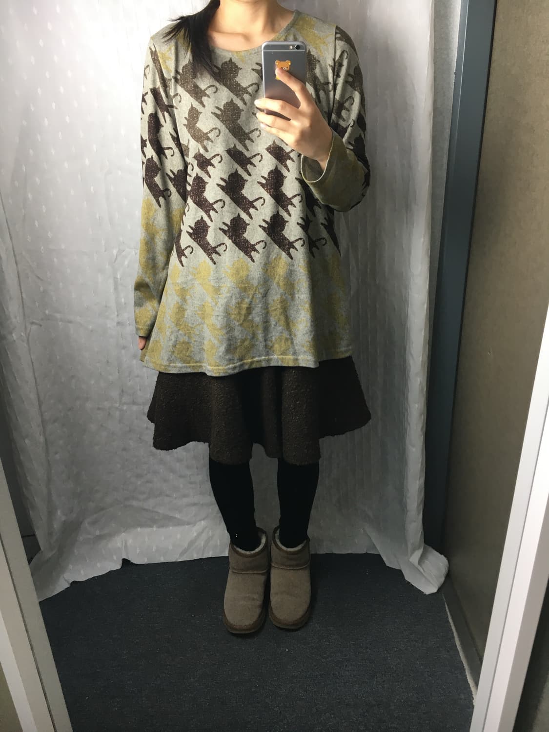 고양이 패턴 긴소매 티셔츠 상품이미지2