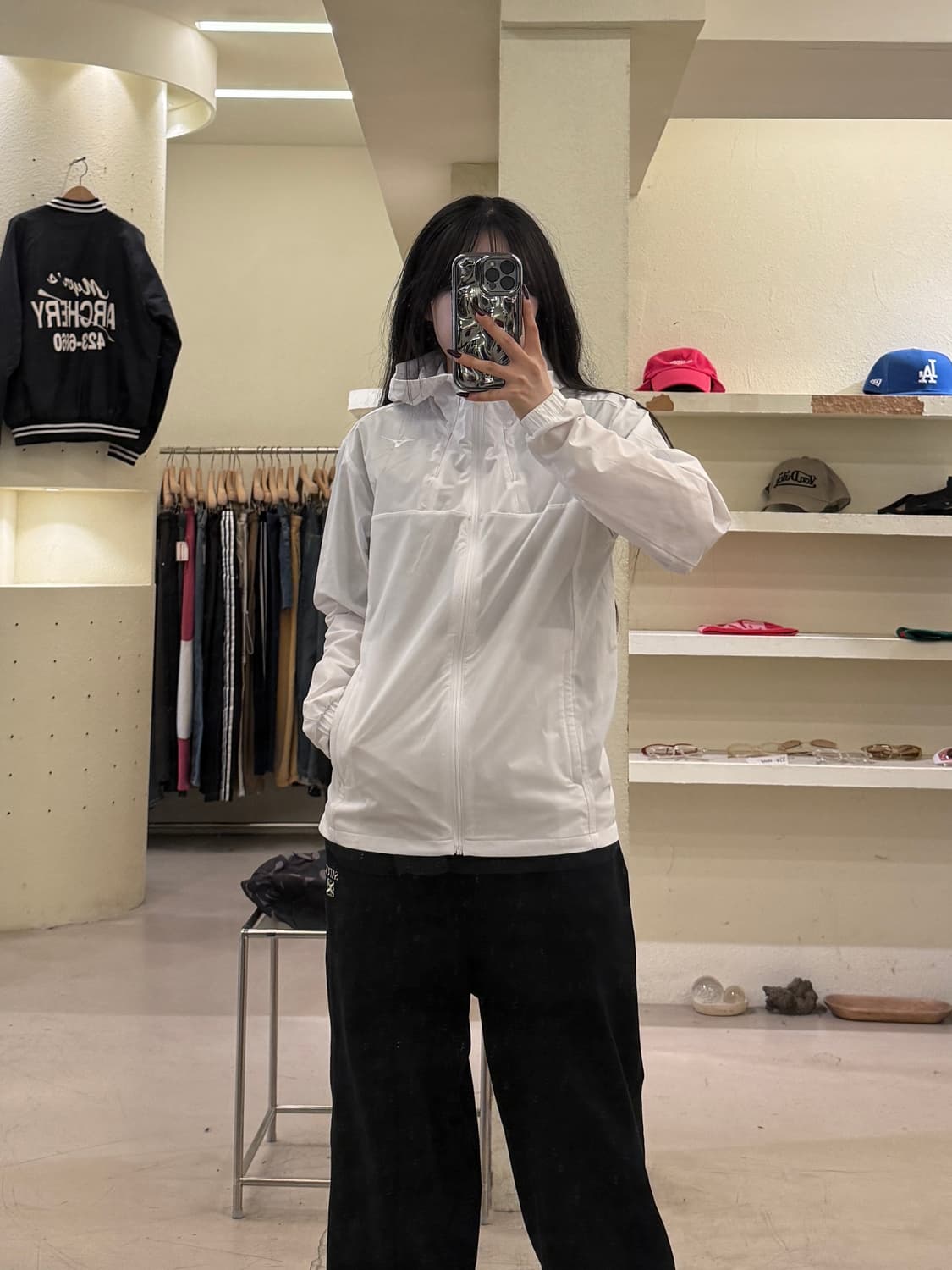 미즈노 메쉬 후드 바람막이 화이트 U1554 상품이미지1