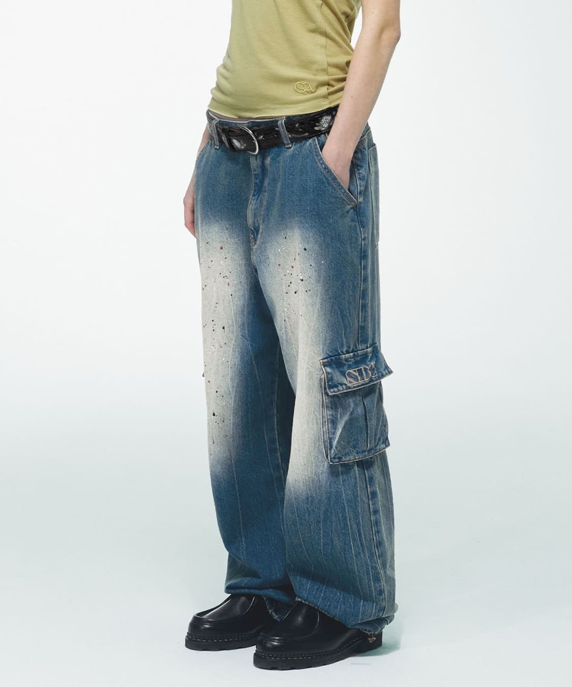 [S] 스컬프터 데님 와이드 카고 팬츠 상품이미지1