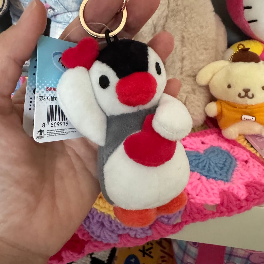(새상품)핑구 하트 인형 키링 택있음 가방고리 상품이미지3