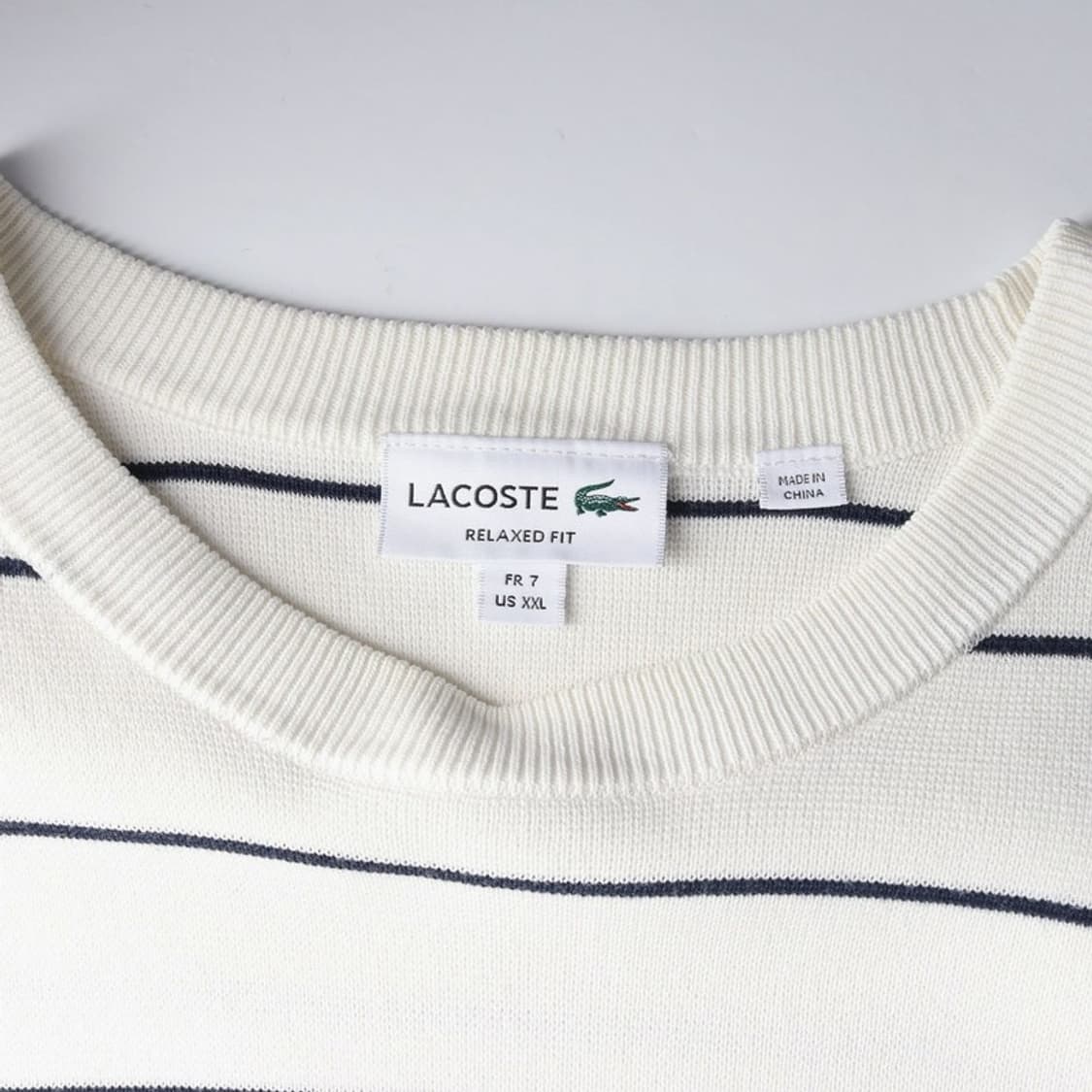 라코스테 릴렉스핏 스트라이프 크루넥 니트 XXL 상품이미지5