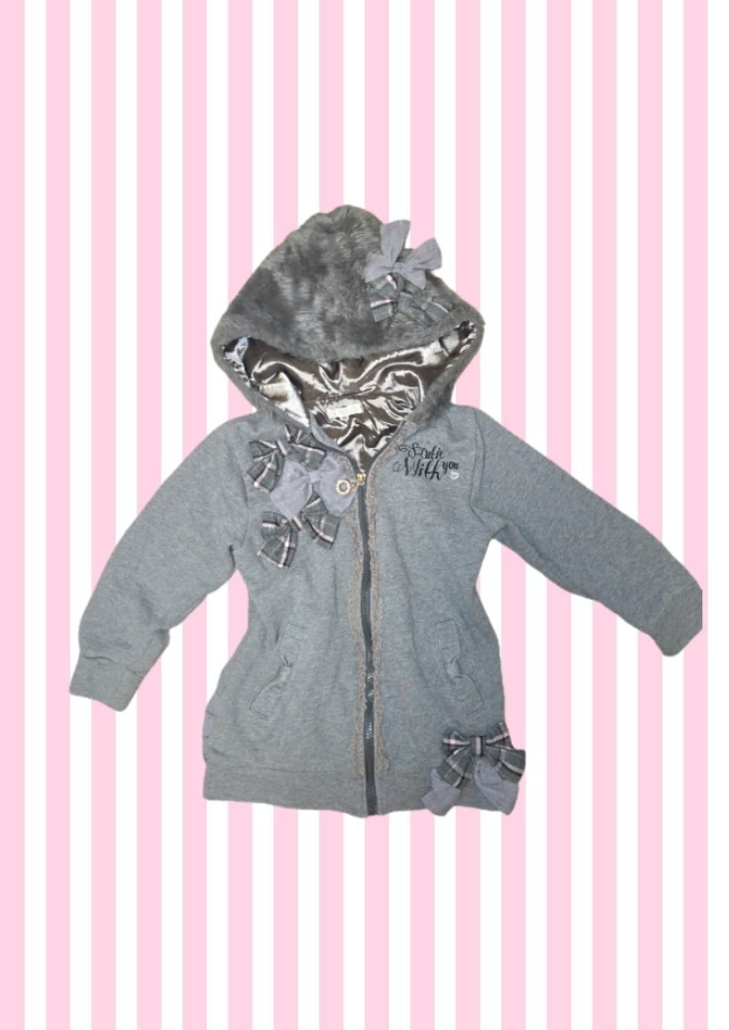 헤이세이 갸루 로리타 리본 프릴 후드집업 상품이미지1