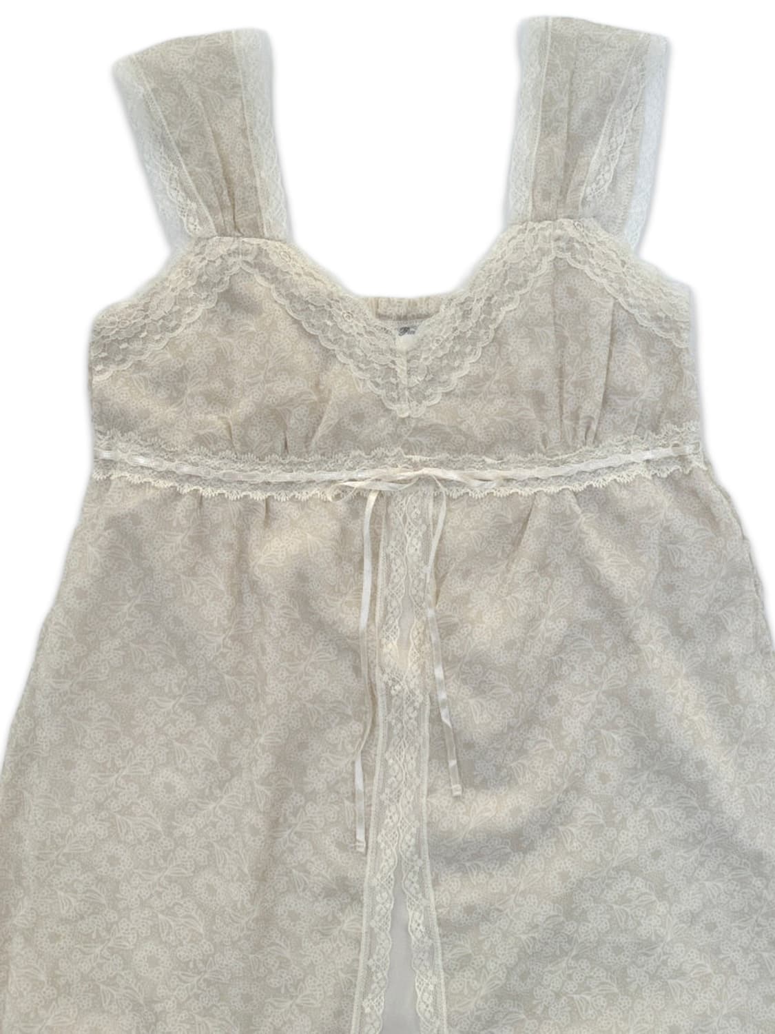 빈티지 아이보리 시스루 프릴 레이스 슬리브리스 상품이미지3