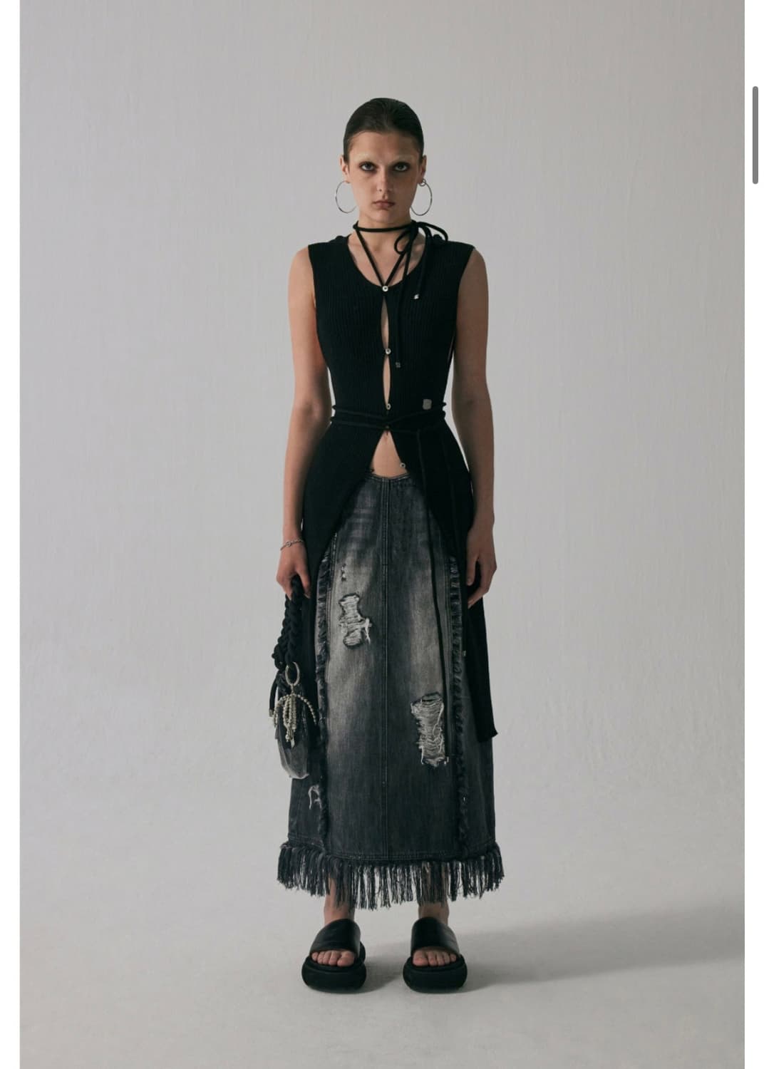 트리밍버드) 2-way Strap Sleeveless Knit BK F 상품이미지2