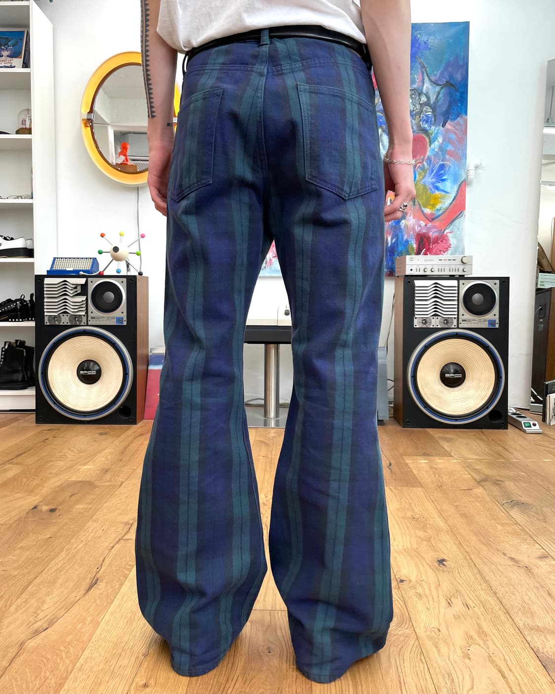 [34] 캐피탈 체크 플레어 데님 팬츠 상품이미지3