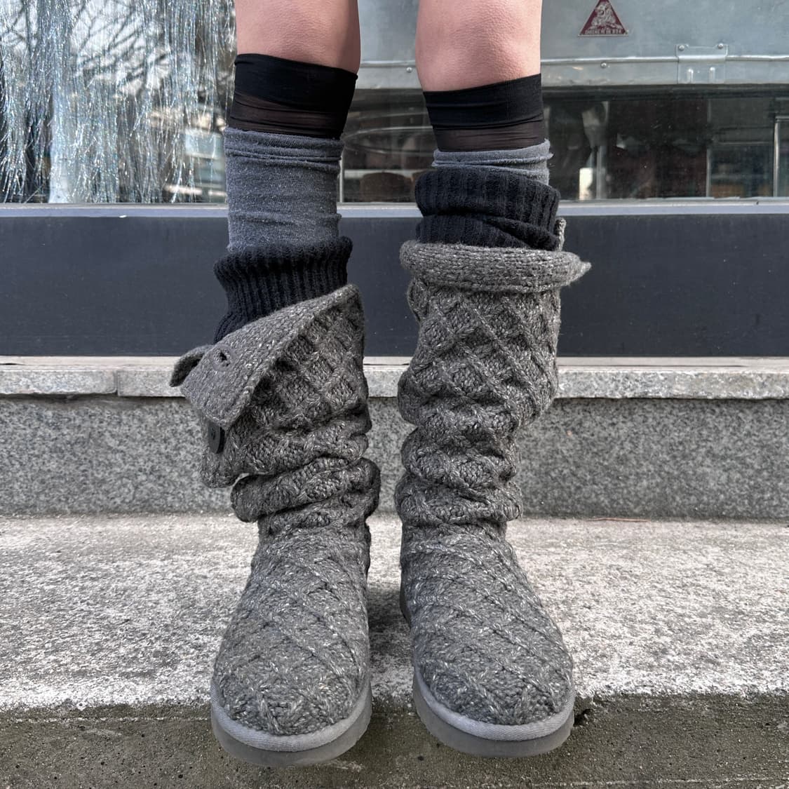 00s 그레이 와플 니트 카디 어그 부츠 상품이미지6