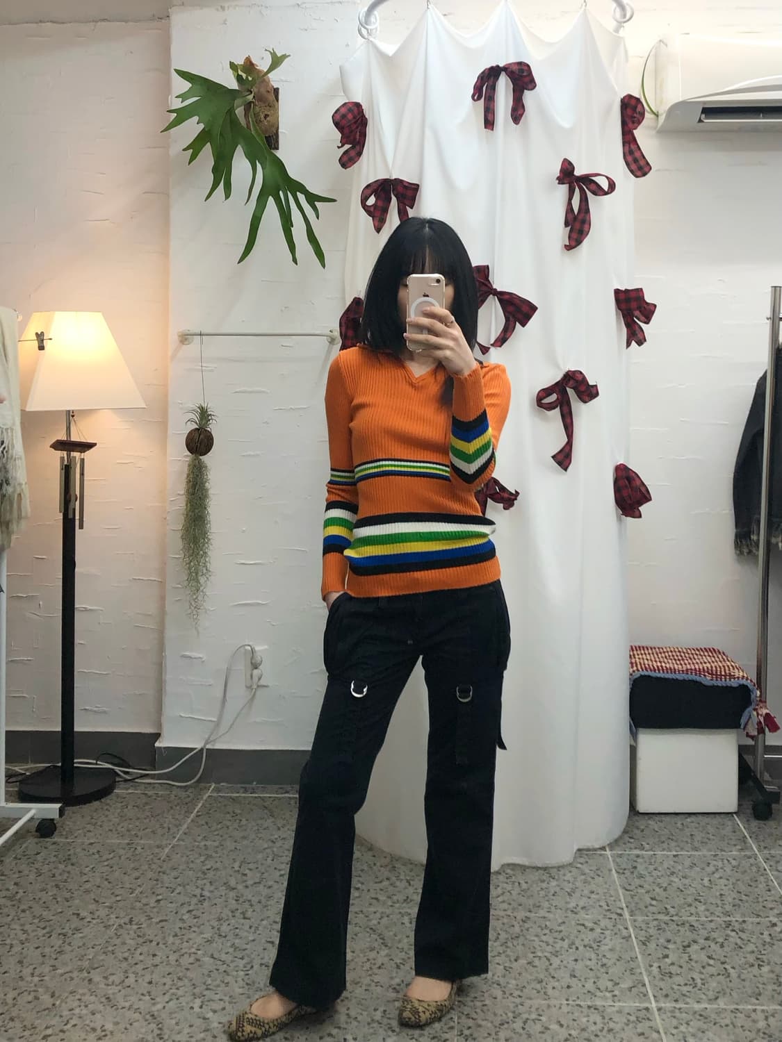 Burnt orange stripe knit 상품이미지5